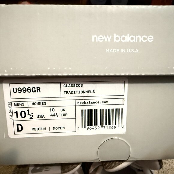 $349 Authentic NEW BALANCE U996GR Made in USA Men\'s Gray Suede Sneakers Sz.10.5 main image 10